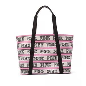 NWT Victoria's Secret PINK Logo Tote Black / Pink